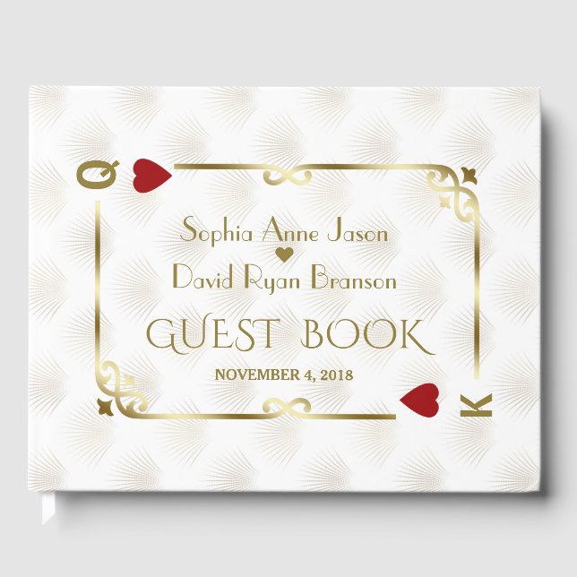 White Gold Gatsby Casino Las Vegas Poker Hochzeit Gästebuch (Vorderseite)