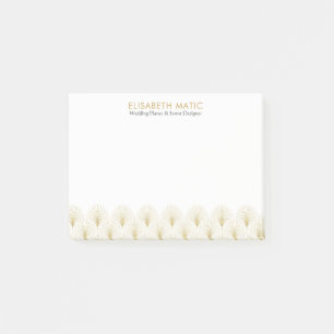 White & Gold Geometric Art-Deko-Muster Post-it Klebezettel