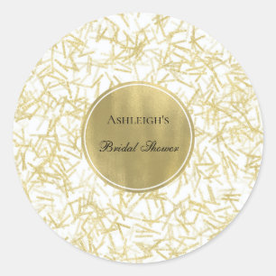 White Gold Glam Confetti Brautparty Runder Aufkleber
