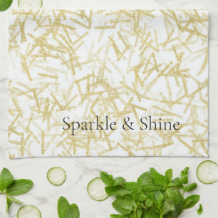 White Gold Glam Glitzy Sparkle Geschirrtuch