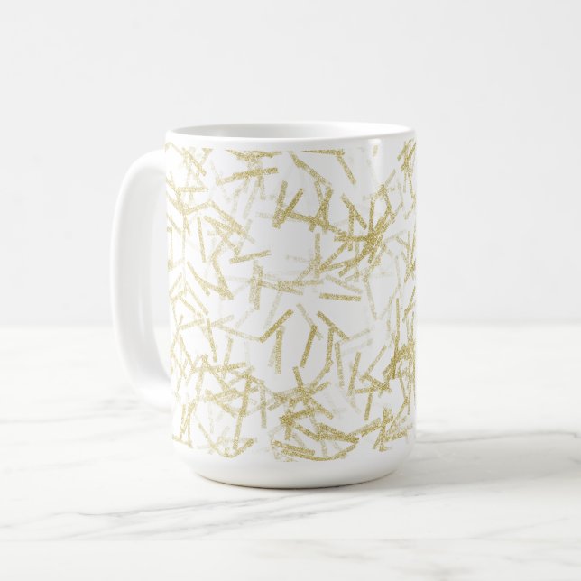 White Gold Glam Glitzy Sparkle Kaffeetasse (Vorderseite Links)