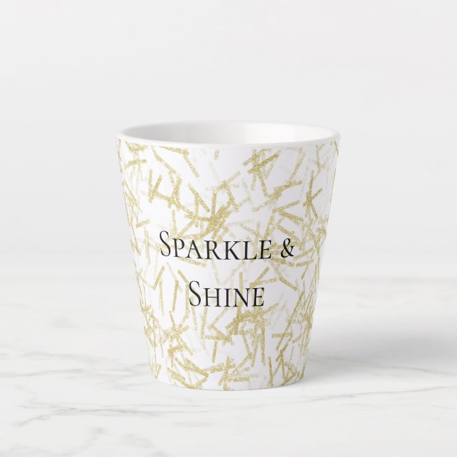 White Gold Glam Glitzy Sparkle Milchtasse (Vorderseite)