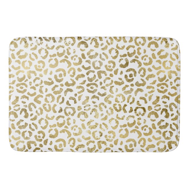 White Gold Glam Leopard Badematte (Vorderseite)