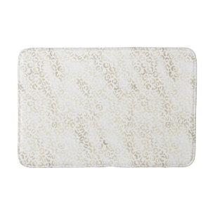 White Gold Glam Leopard Print Badematte