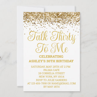 White Gold Glitzer 30. Geburtstag Rede dreißig zu  Einladung