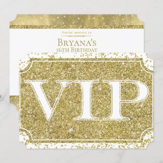 White Gold Glitzer Confetti Glam VIP Party Ticket Einladung