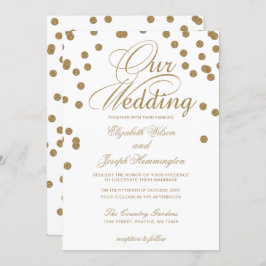 White Gold Glitzer Confetti Hochzeit Einladung