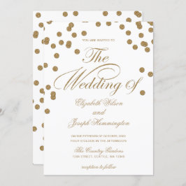 White Gold Glitzer Confetti Hochzeit Einladung
