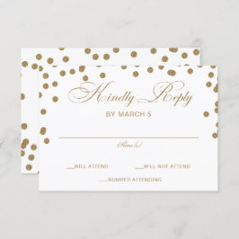 White Gold Glitzer Confetti Hochzeit RSVP Karte
