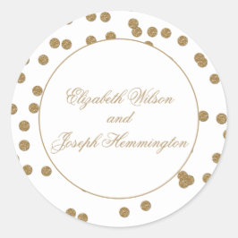 White Gold Glitzer Confetti Hochzeit Runder Aufkleber
