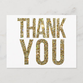 White & Gold Glitzer Hochzeit Vielen Dank Postcard Postkarte