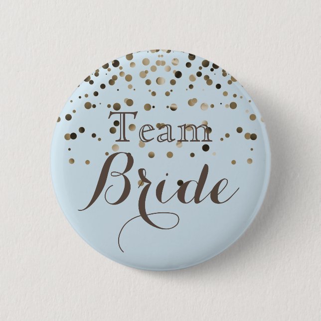 White Gold Glitzer Imitate Foil Wedding Team Bridg Button (Vorderseite)