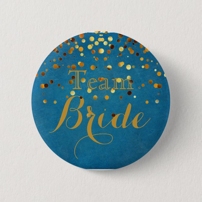 White Gold Glitzer Imitate Foil Wedding Team Bridg Button (Vorderseite)