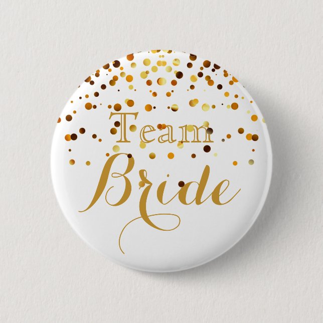 White Gold Glitzer Imitate Foil Wedding Team Bridg Button (Vorderseite)