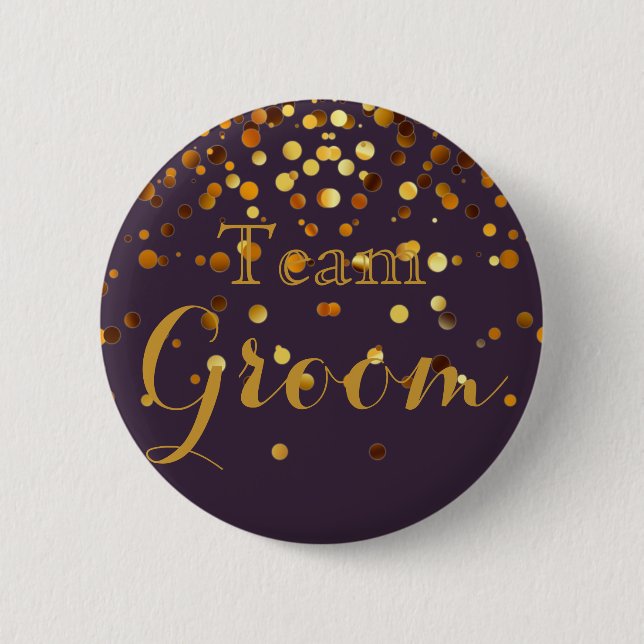White Gold Glitzer Imitate Foil Wedding Team Groom Button (Vorderseite)