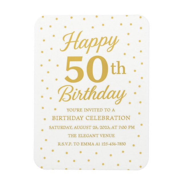 White & Gold Glitzer Überraschung 50. Geburtstag Magnet (Vertikal)