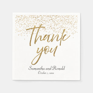 White & Gold Glitzer Vielen Dank für Ihre Hochzeit Serviette