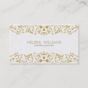 White & Gold Glitzer Vintage Wirbel Visitenkarte