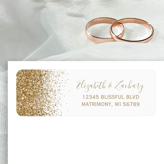 White Gold Glitzer Wedding Rücksendeadresse (Von Creator hochgeladen)