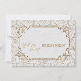 White Gold Great Gatsby Art Dec Wedding Bridesmaid Einladung