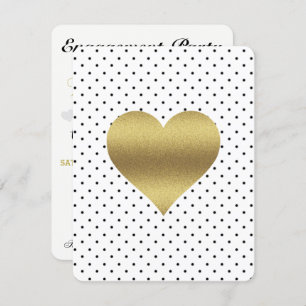 White & Gold Heart Polka Dot Brautparty Party Einladung