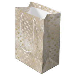 White Gold Hearts Mittlere Geschenktüte