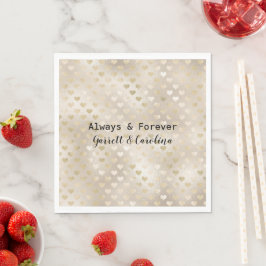 White Gold Hearts Serviette