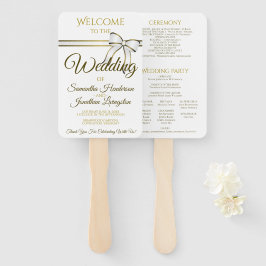 White & Gold Hochzeitsfans mit Programm Fächer