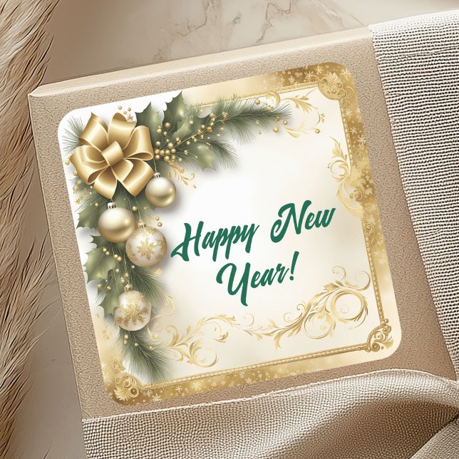 White Gold Holidays Vintage Quadratischer Aufkleber (Von Creator hochgeladen)