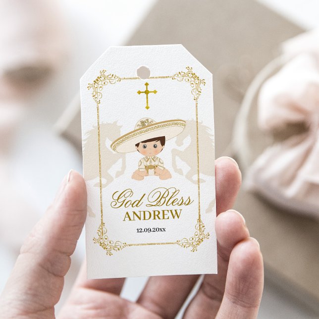 White Gold Horse Mexican Boy Charro Taufe Geschenkanhänger (Von Creator hochgeladen)