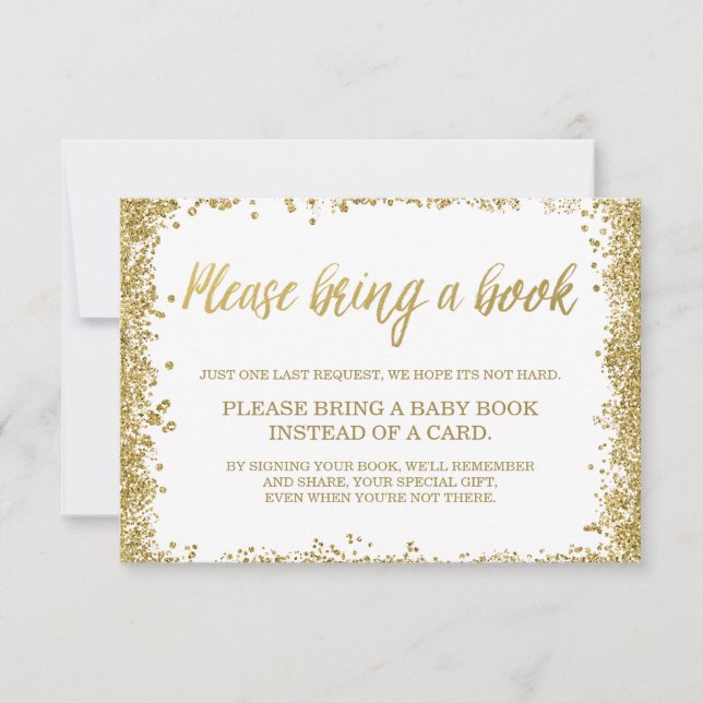 White Gold Imitate Glitzer Baby Showbuch Einladung (Vorderseite)