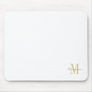 White Gold Initial und Name Personalisiert Mousepad