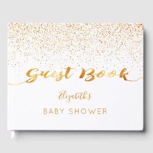 White gold Konfetti Sprinkle Baby Showgirl Gästebuch