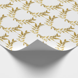 White Gold Leaf Monogram Elegant Chic Wedding Geschenkpapier