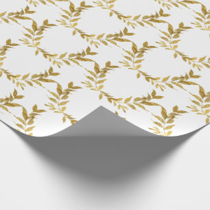 White Gold Leaf Monogram Elegant Chic Wedding Geschenkpapier