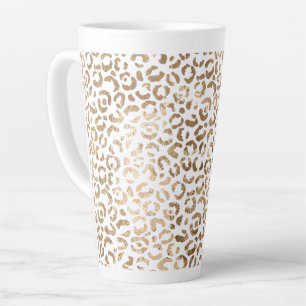 White Gold Leopard Print Milchtasse
