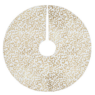 White Gold Leopard Print Polyester Weihnachtsbaumdecke