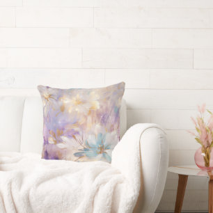 White Gold Lila Blue Floral Kissen