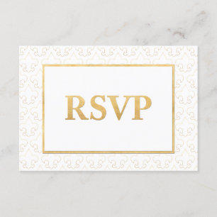 White & Gold Lilie Wedding RSVP Card