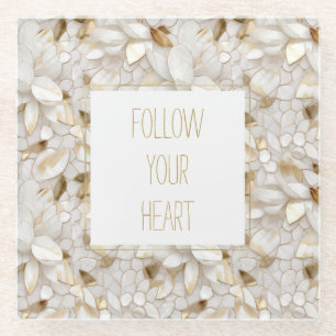 White Gold Lotus Blume Glasuntersetzer