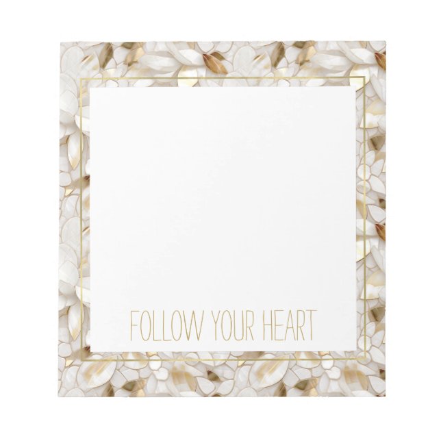 White Gold Lotus Blume Notizblock (Vorderseite)