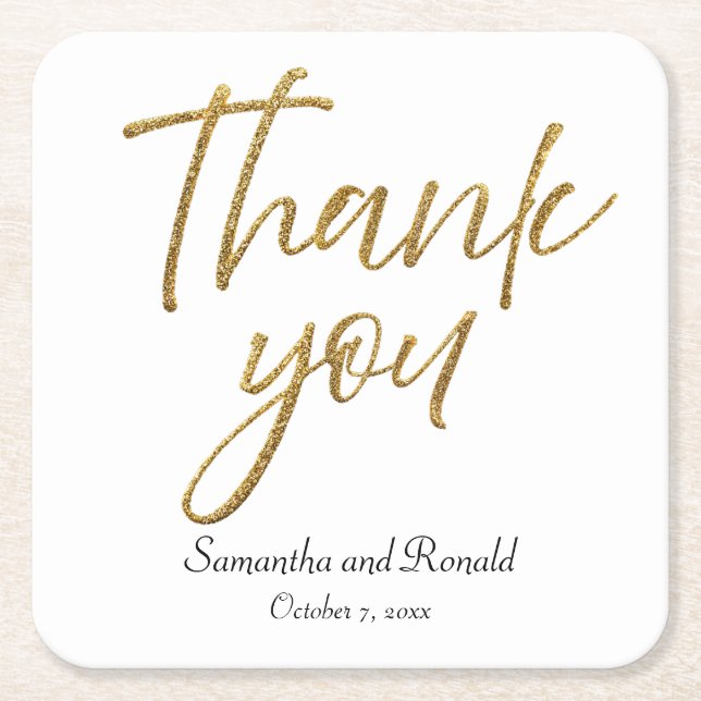 White & Gold Minimalistisch Vielen Dank für Ihre H Rechteckiger Pappuntersetzer (Vorderseite)