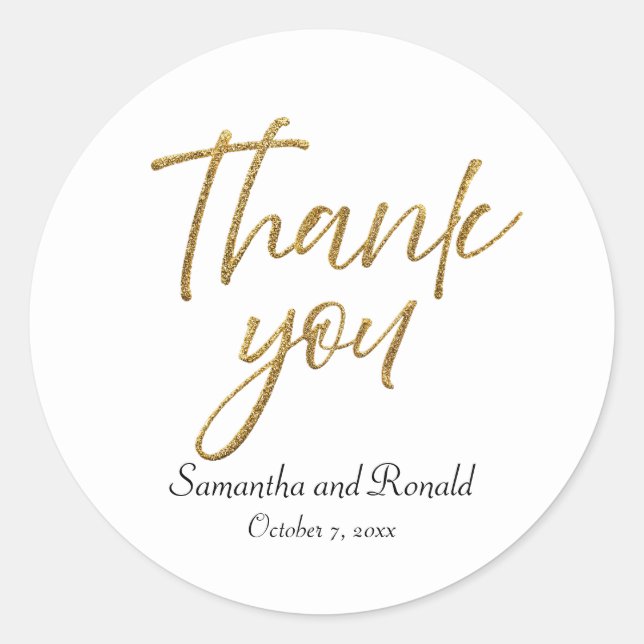White & Gold Minimalistisch Vielen Dank für Ihre H Runder Aufkleber (Vorderseite)