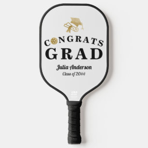White & Gold Modern 2024 Abschluss Glückwunschs GR Pickleball Schläger