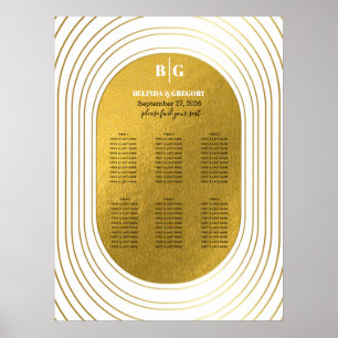 White & Gold Modern Arch Wedding Chart Poster