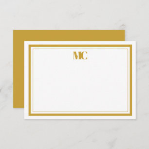 White Gold Modern Minimalistische Monogram Two Bor Einladung