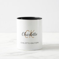 White Gold Monogram Initial Drehbuch elegant
