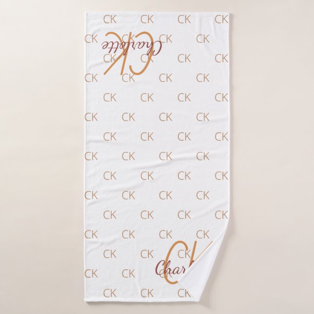 White Gold Monogram Initial Name Skript elegant Badehandtuch (Badehandtuch)