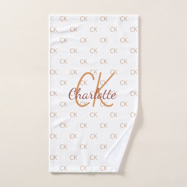 White Gold Monogram Initial Name Skript elegant Handtuch (Handtuch)