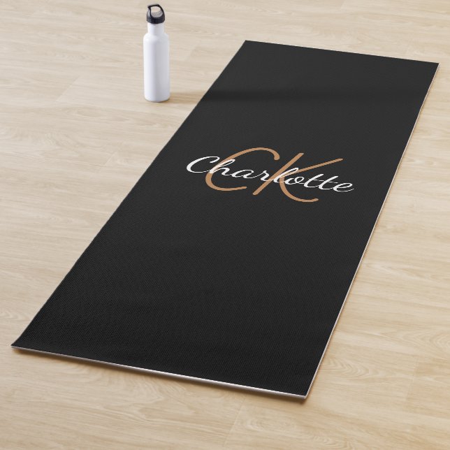 White Gold Monogram Initial Name Skript elegant Yogamatte (Beispiel)